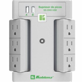 KOBLENZ SUPRESOR DE PICOS SS-2000 USB 6 CONTACTOS 2X USB 2000 JOULES