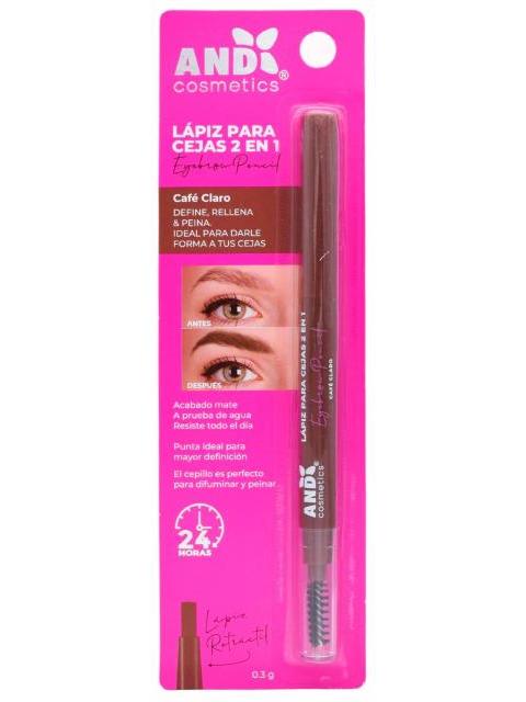 LAPIZ PARA CEJAS 2 EN 1 CAFE CLARO 0.3 G AND