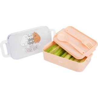LUNCH BOX CON CUBIERTOS ROSA WE BARE BEARS