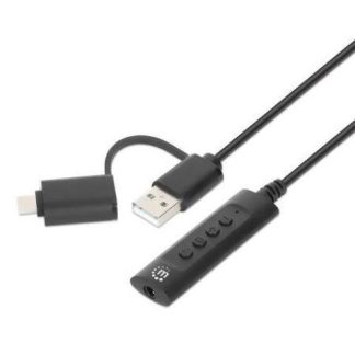 MANHATTAN ADAPTADOR DE AUDIO USB C-USB A MACHO - 3.5MM HEMBRA NEGRO