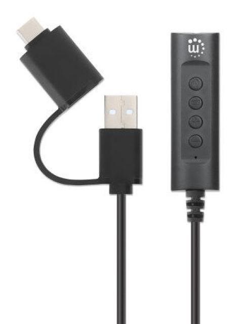 MANHATTAN ADAPTADOR DE AUDIO USB C-USB A MACHO - 3.5MM HEMBRA NEGRO - Image 4