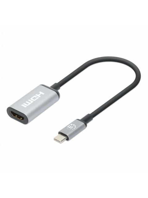 MANHATTAN ADAPTADOR USB C MACHO - HDMI HEMBRA NEGRO-PLATA