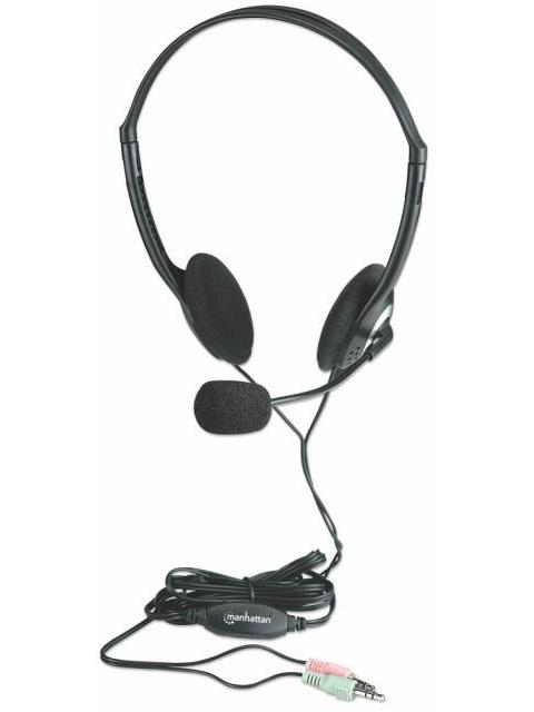 MANHATTAN AUDIFONOS CON MICROFONO 164429 ALAMBRICO NEGRO-PLATA