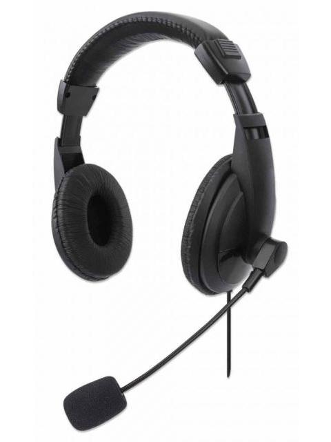 MANHATTAN AUDIFONOS CON MICROFONO 179843 ALAMBRICO 1.5 METROS USB NEGRO