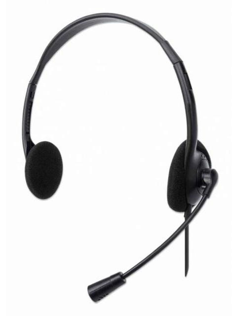 MANHATTAN AUDIFONOS CON MICROFONO 179850 ALAMBRICO 1.5 METROS USB-A NEGRO