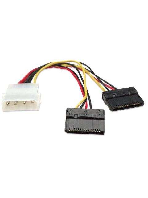 MANHATTAN CABLE 2X SATA 15-PIN MACHO - MOLEX (4-PIN) MACHO 15CM