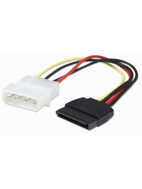 MANHATTAN CABLE 4-PIN MOLEX MACHO - 15-PIN SATA MACHO 16CM