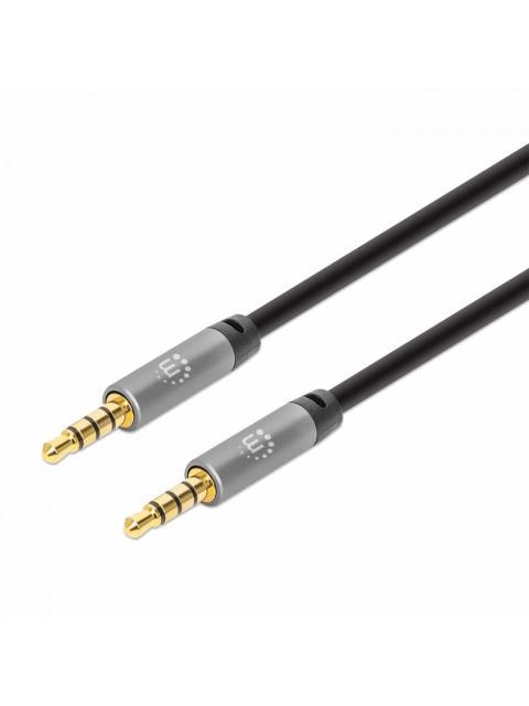 MANHATTAN CABLE AUX 3.5MM MACHO - 3.5MM MACHO 5 METROS NEGRO-PLATA