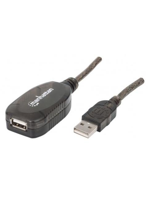 MANHATTAN CABLE DE EXTENSION ACTIVA USB DE ALTA VELOCIDAD ENCADENABLE USB A MACHO - HEMBRA 20 METROS NEGRO