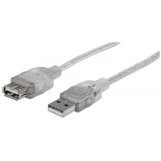 MANHATTAN CABLE EXTENSION DE ALTA VELOCIDAD USB 2.0 USB A MACHO - USB A HEMBRA 3 METROS PLATEADO