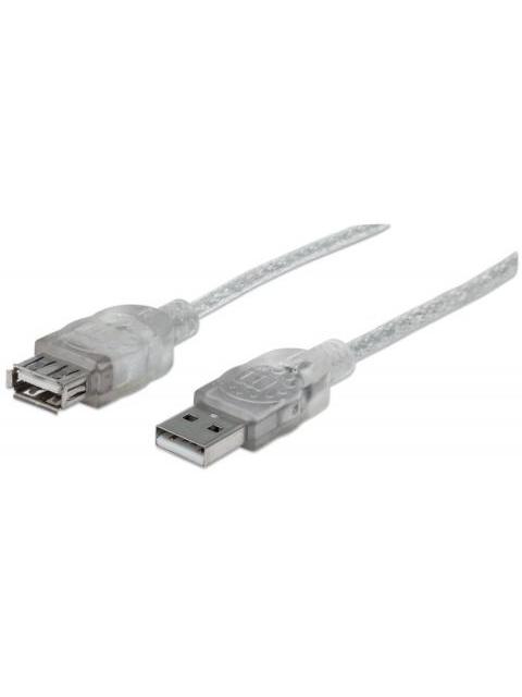 MANHATTAN CABLE EXTENSION DE ALTA VELOCIDAD USB 2.0 USB A MACHO - USB A HEMBRA 4.5 METROS PLATEADO