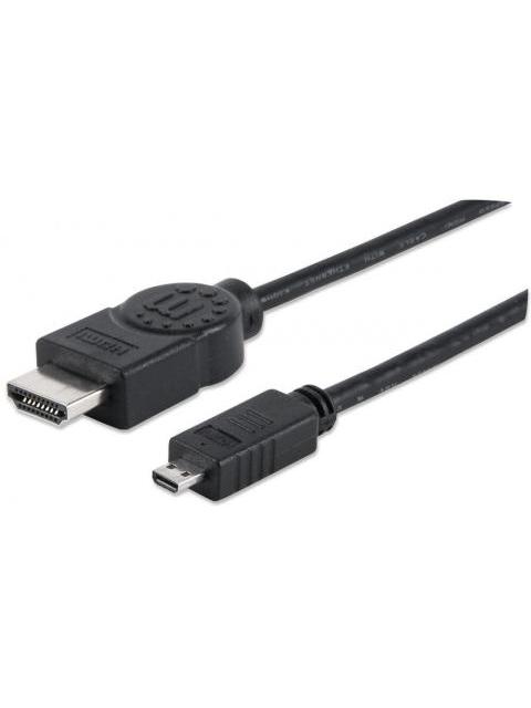 MANHATTAN CABLE HDMI DE ALTA VELOCIDAD CON CANAL ETHERNET HDMI MACHO - MICRO HMDI 4K 30HZ 2 METROS NEGRO