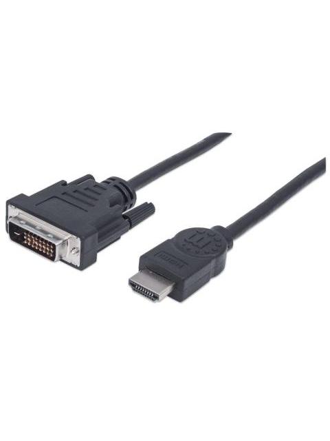 MANHATTAN CABLE HDMI MACHO - DVI-D 24+1 MACHO 1080P 60HZ 1.8 METROS NEGRO