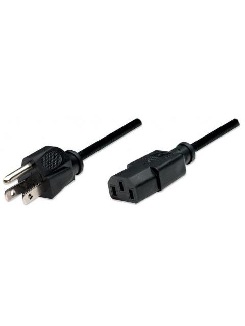 MANHATTAN CABLE IEC 60320 C13 MACHO - NEMA 5-15 MACHO 1.8 METROS NEGRO