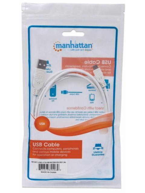 MANHATTAN CABLE PARA DISPOSITIVOS USB DE ALTA VELOCIDAD USB 2.0 A MACHO - MICRO USB 2.0 B MACHO 1.8 METROS BLANCO - Image 6