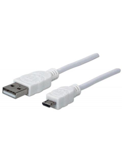 MANHATTAN CABLE PARA DISPOSITIVOS USB DE ALTA VELOCIDAD USB 2.0 A MACHO - MICRO USB 2.0 B MACHO 1 METRO BLANCO