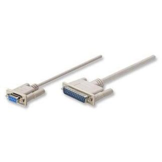 MANHATTAN CABLE PARA IMPRESORA NULL MODEM-SERIAL DB9 HEMBRA - DB25 MACHO 1.8 METROS GRIS