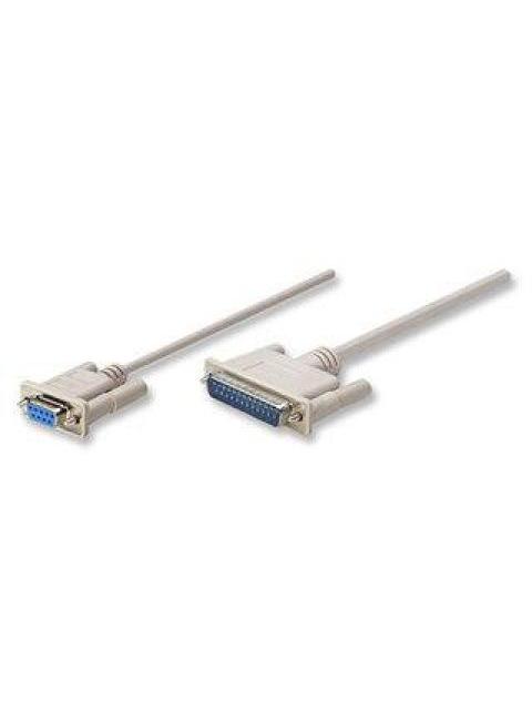 MANHATTAN CABLE PARA IMPRESORA NULL MODEM-SERIAL DB9 HEMBRA - DB25 MACHO 1.8 METROS GRIS
