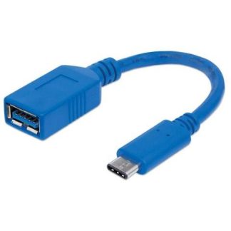 MANHATTAN CABLE USB 3.1 C MACHO - USB 3.0 A HEMBRA 15CM 3A AZUL
