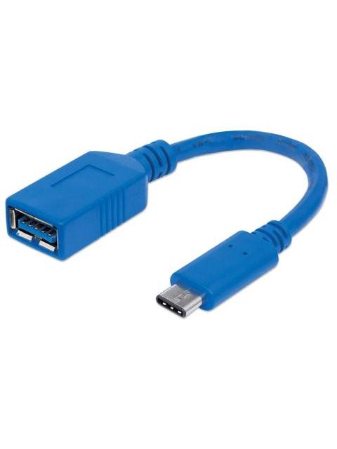 MANHATTAN CABLE USB 3.1 C MACHO - USB 3.0 A HEMBRA 15CM 3A AZUL