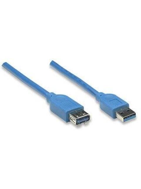 MANHATTAN CABLE USB 3.2 A MACHO - USB A HEMBRA 3 METROS AZUL