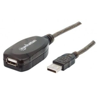 MANHATTAN CABLE USB A MACHO - USB A HEMBRA 10 METROS NEGRO