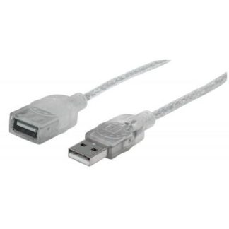 MANHATTAN CABLE USB A MACHO - USB A HEMBRA 1.8 METROS PLATA