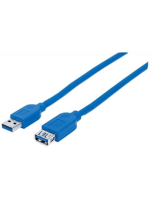 MANHATTAN CABLE USB A MACHO - USB A HEMBRA 1 METROS AZUL