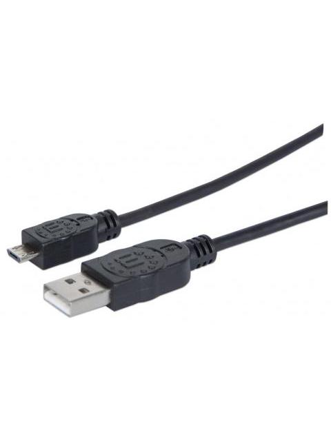 MANHATTAN CABLE USB A MACHO - USB MICRO B 1.8 METROS NEGRO