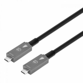 MANHATTAN CABLE USB C MACHO - USB C MACHO 7.5 METROS GRIS-NEGRO