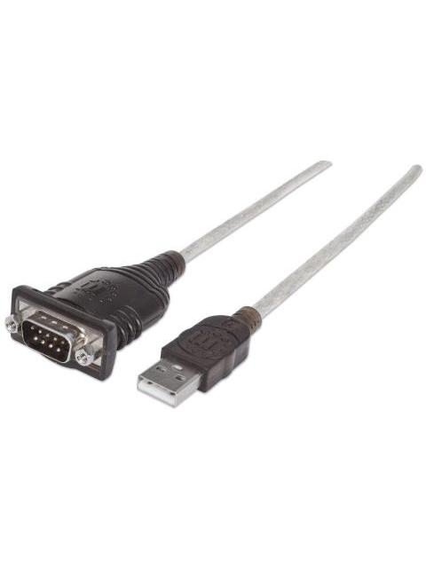 MANHATTAN CABLE USB MACHO - DB9 MACHO 1.8 METROS PLATA