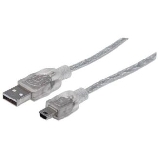 MANHATTAN CABLE USB MACHO- USB MINI MACHO 1.8 METROS TRANSPARENTE