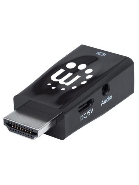 MANHATTAN CONVERTIDOR HDMI MACHO - VGA + 3.5MM HEMBRA NEGRO