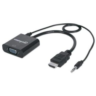 MANHATTAN CONVERTIDOR HDMI MACHO - VGA HEMBRA NEGRO