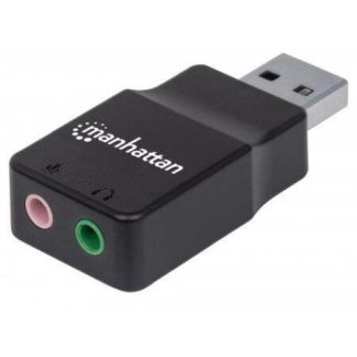MANHATTAN CONVERTIDOR USB A AUDIO NEGRO
