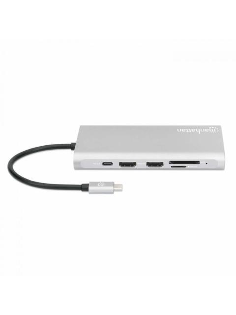 MANHATTAN DOCKING STATION 130660 USB C 4X USB 2X USB C 3X HDMI 1X RJ-45 1X SD 1X MICRO SD GRIS - Image 6