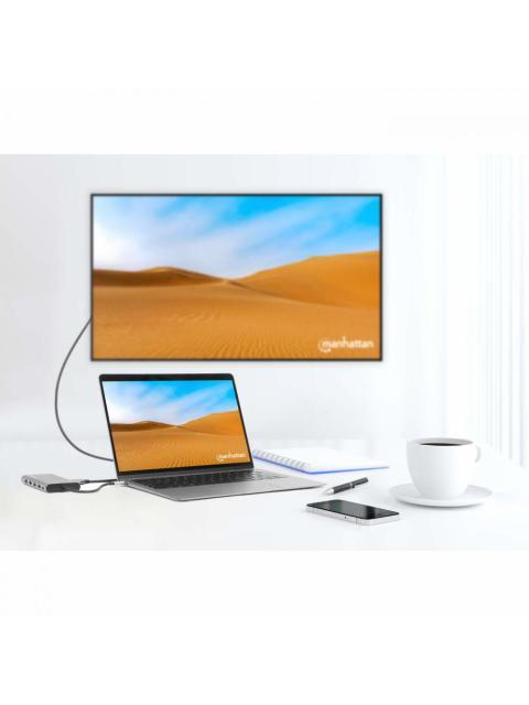 MANHATTAN DOCKING STATION 130660 USB C 4X USB 2X USB C 3X HDMI 1X RJ-45 1X SD 1X MICRO SD GRIS - Image 8