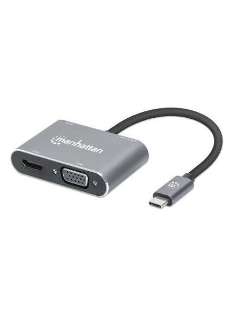 MANHATTAN DOCKING STATION 130691 USB C 1X USB 1X USB C PD 1X HDMI 1X VGA GRIS