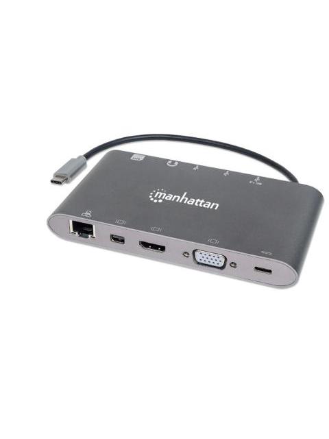 MANHATTAN DOCKING STATION 152808 USB C 3X USB 3.0 1X USB C 1X HDMI 1X VGA PLATA