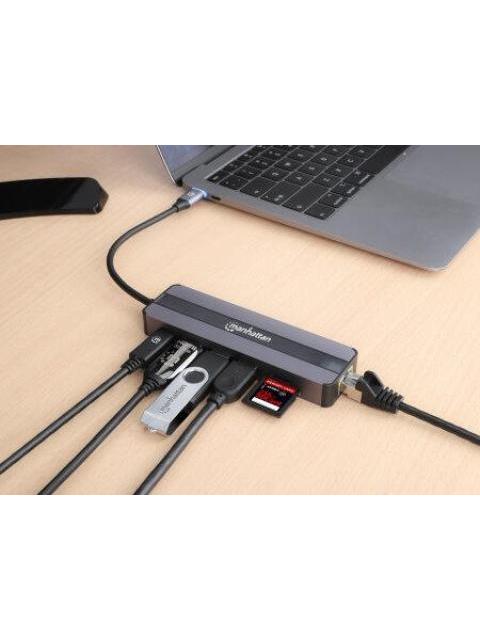 MANHATTAN DOCKING STATION 153928 USB C 2X USB 3.2 1X USB C 1X HDMI SD-MICROSD PLATA - Image 6