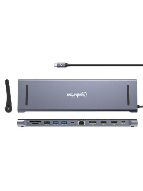MANHATTAN DOCKING STATION 190305 USB-C 2 X USB-C 3.0 2 X USB-A 3.0 1 X USB-A 2.0 2 X HDMI 1 X DISPLAYPORT 1 X RJ-45 1 X 3.5MM MICROSD-SD - Image 5