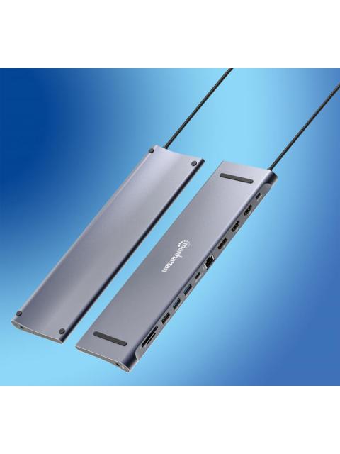 MANHATTAN DOCKING STATION 190305 USB-C 2 X USB-C 3.0 2 X USB-A 3.0 1 X USB-A 2.0 2 X HDMI 1 X DISPLAYPORT 1 X RJ-45 1 X 3.5MM MICROSD-SD - Image 6