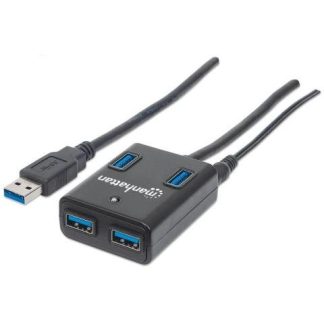 MANHATTAN HUB USB A 3.0 DE SUPERVELOCIDAD 4 PUERTOS 5000 MBIT-S CON FUENTE