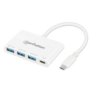 MANHATTAN HUB USB A 3.2 DE 3 PUERTOS + 1 USB C 5000 MBIT-S BLANCO