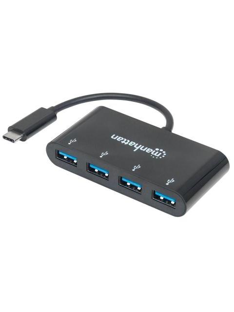 MANHATTAN HUB USB C 3.0 MACHO - 4X USB A 3.0 HEMBRA 5000 MBIT-S NEGRO
