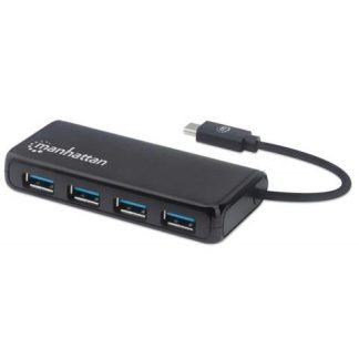 MANHATTAN HUB USB-C 3.2 MACHO - 4X USB 3.2 HEMBRA 5000 MBIT-S NEGRO