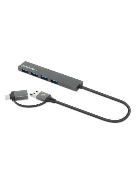 MANHATTAN HUB USB C-A - 4X USB A 3.2 GRIS