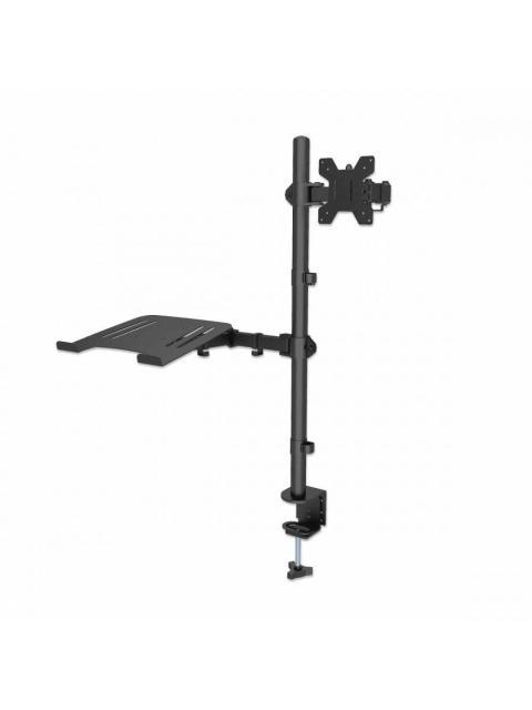 MANHATTAN SOPORTE 462136 PARA ESCRITORIO COMBINADO CON BRAZO PARA MONITOR Y SOPORTE PARA LAPTOP 13 A 32 HASTA 8 KG NEGRO
