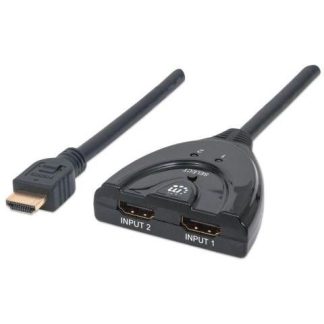 MANHATTAN SWITCH HDMI 1.3 DE 2 PUERTOS 2X HDMI HEMBRA - 1X HDMI MACHO NEGRO