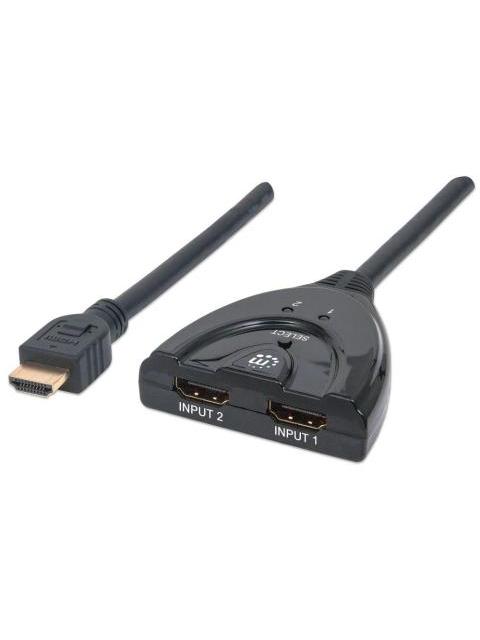 MANHATTAN SWITCH HDMI 1.3 DE 2 PUERTOS 2X HDMI HEMBRA - 1X HDMI MACHO NEGRO